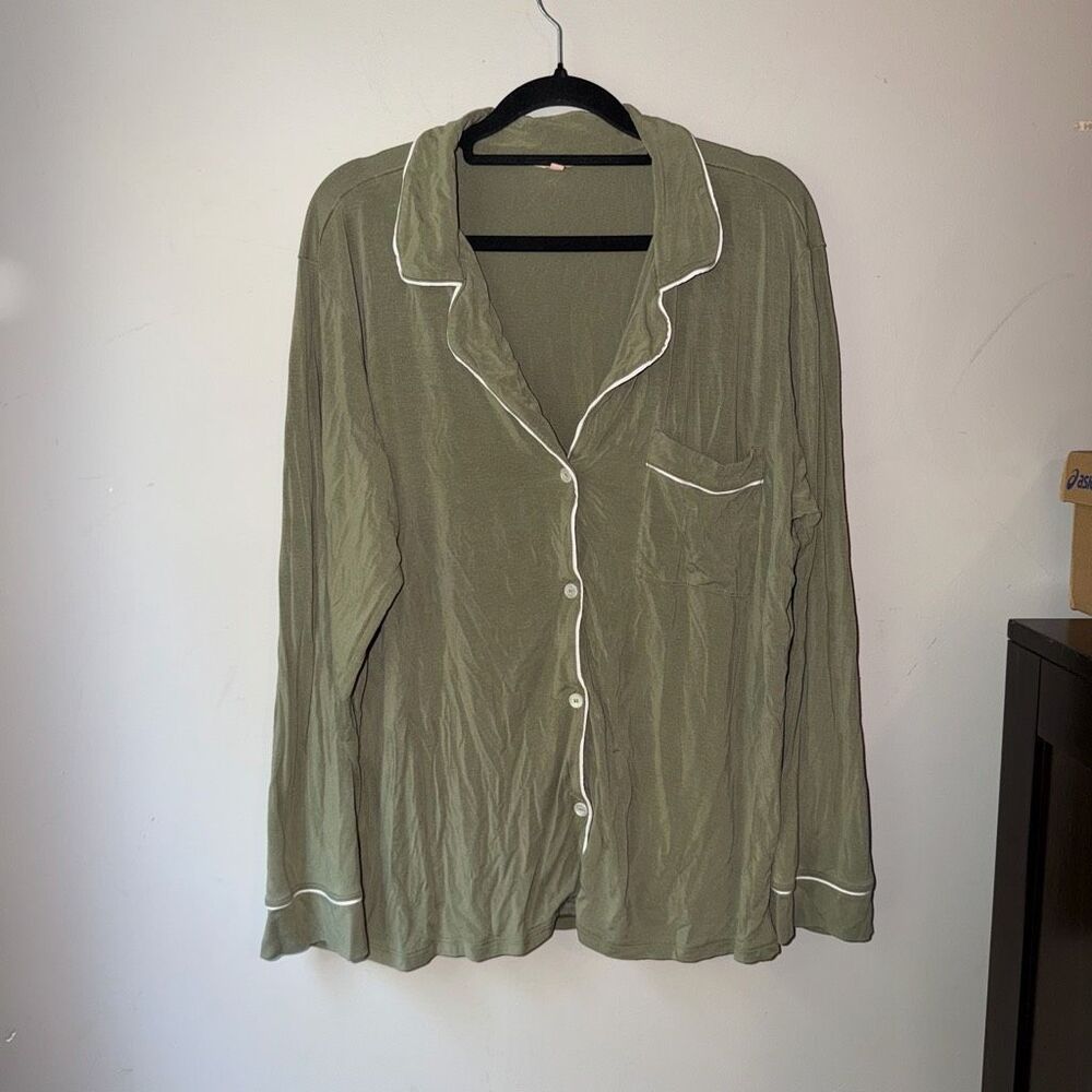 Eberjey Gisele long sleeve pajama set desert sage/ivory medoum - Picture 3 of 9